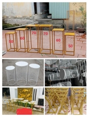 Đôn tráp đế vuông 4 nan chéo màu vàng