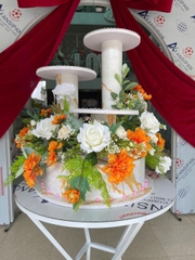 Giá đựng bánh kem 3 tầng hoa cam trắng