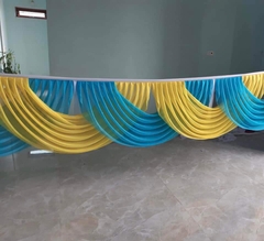 May cung nữ hoàng vải nhúng kim tuyến vàng - xanh dương