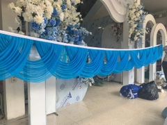 May cung nữ hoàng vải nhúng kim tuyến xanh dương