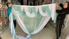 May cung nữ hoàng vải nhúng kim tuyến xanh ngọc