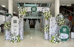 Cổng cưới chữ Hỷ màu xanh 6 món