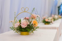 Giỏ hoa sắt tròn decor trang trí