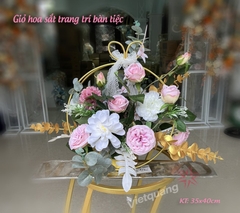 Giỏ hoa sắt tròn decor trang trí