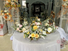 Giỏ hoa sắt tròn decor trang trí