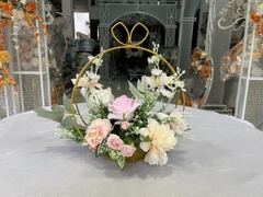 Giỏ hoa sắt tròn decor trang trí