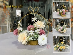 Giỏ hoa sắt tròn decor trang trí