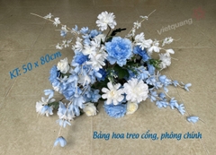 Bảng hoa treo cổng, phông chính xanh trắng