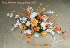 Bảng hoa treo cổng, phông chính cam trắng