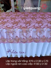 Khăn trải bàn ren công vàng 1 x 1.3 m