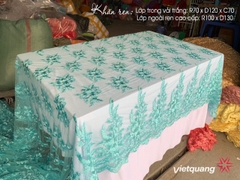 Khăn trải bàn ren công vàng 1 x 1.3 m