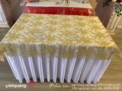 Khăn trải bàn ren công vàng 1 x 1.3 m