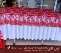 Khăn trải bàn ren công vàng 1 x 1.3 m