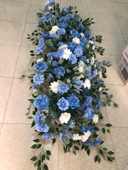Bảng hoa lụa xanh trắng 1.5 m