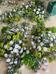 Bộ hoa lụa xanh cốm
