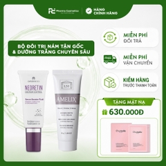 BỘ ĐÔI TRỊ NÁM TẬN GỐC & DƯỠNG TRẮNG CHUYÊN SÂU: NEORETIN BOOSTER FLUID & AMELIX FACE CREAM