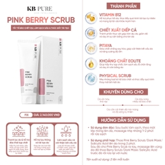 KB PURE Pink Berry Scrub (100ml) – Tẩy Tế Bào Chết Dịu Nhẹ, Làm Sạch Sâu Và Thúc Đẩy Tái Tạo Da