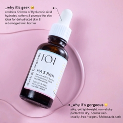 Geek & Gorgeous 101 HA 5 Rich – Serum Hyaluronic Acid Cấp Ẩm Cho Da Thường Và Da Khô