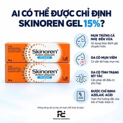 SKINOREN GEL 15% AZELAIC ACID 30G: GEL HỖ TRỢ ĐIỀU TRỊ MỤN, GIẢM BÍT TẮC VÀ CẢI THIỆN THÂM SAU MỤN