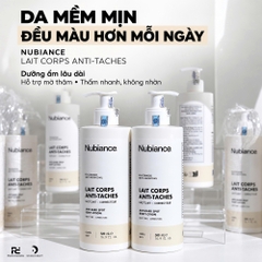 NUBIANCE LAIT CORPS ANTI-TACHES: SỮA DƯỠNG THỂ HỖ TRỢ GIẢM THÂM SẠM, DƯỠNG ẨM VÀ LÀM ĐỀU MÀU DA