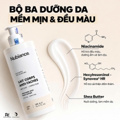 NUBIANCE LAIT CORPS ANTI-TACHES: SỮA DƯỠNG THỂ HỖ TRỢ GIẢM THÂM SẠM, DƯỠNG ẨM VÀ LÀM ĐỀU MÀU DA