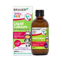 BRAUER LIQUID CALCIUM WITH MAGNESIUM & ZINC / SIRO BỔ SUNG CANXI, MAGIE, KẼM CHO TRẺ TRÊN 1 TUỔI