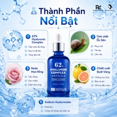 HISTOLAB HYALURON COMPLEX AMPOULE 62%: Tinh Chất Cấp Ẩm Thiết Yếu – Tái Tạo, Làm Dịu & Căng Bóng Da