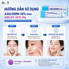 AZELDERM 20% KREM AZELAIC AICD 30g / KEM TRỊ MỤN, LÀM SÁNG VÀ ĐỀU MÀU DA
