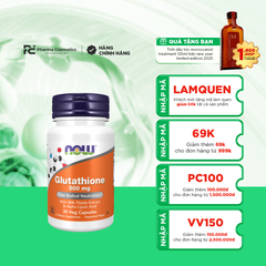 NOW FOODS GLUTATHIONE 500MG / VIÊN UỐNG LÀM SÁNG VÀ CHỐNG OXY HÓA MẠNH MẼ ( THUẦN CHAY)
