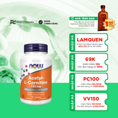 NOW FOODS ACETYL L-CARNITINE 750MG / VIÊN UỐNG TĂNG CƯỜNG NĂNG LƯỢNG, ĐỐT CHÁY MỠ THỪA, CẢI THIỆN TRÍ NÃO ( THUẦN CHAY)