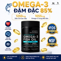 Viên Uống Dầu Cá Sports Research Triple Strength Omega 3 Fish Oil 1250mg (150 Viên)