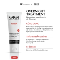 GIGI ACNON OVERNIGHT TREATMENT / KEM DƯỠNG BAN ĐÊM HỖ TRỢ TRỊ MỤN, TÁI TẠO MÔ, NGĂN NGỪA HÌNH THÀNH SẸO VÀ MỤN  