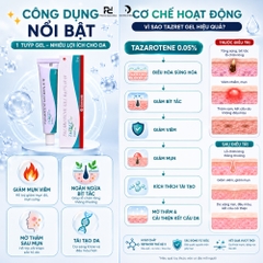 TAZAROTENE GEL 0.05% (TAZRET GEL): Gel Trị Mụn & Phục Hồi Sẹo Thâm - Tái Tạo Làn Da Sáng Khỏe