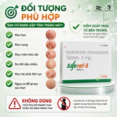 Saferet 5mg ( Isotretinoin ) 30 Tablets – Viên Uống Hỗ Trợ Giảm Mụn Và Điều Hòa Bã Nhờn Cho Làn Da