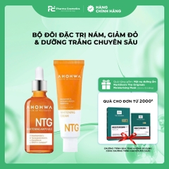 AHOHWA NTG WHITENING SERUM & CREAM: Bộ Đôi Đặc Trị Nám, Giảm Đỏ & Dưỡng Trắng Chuyên Sâu