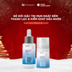 ICON SKIN NIGHT MIRACLE MURRITI - ACID SERUM và MATTE & CARE DAY FLUID : Cặp Đôi Đặc Trị Mụn Ngày Đêm - Thanh Lọc & Kiểm Soát Dầu Nhờn Toàn Diện