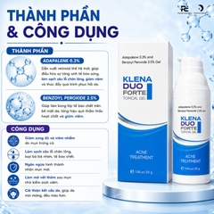 Klena Duo Forte Topical Gel: Gel Đặc Trị Mụn - Sạch Sâu, Giảm Viêm & Ngăn Ngừa Tái Phát