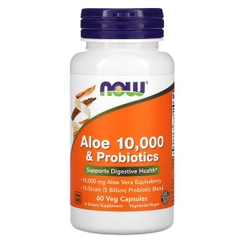 NOW ALOE 10.000 & PROBIOTICS 60 VEG CAPSULES ( THUẦN CHAY) / VIÊN UỐNG HỖ TRỢ TIÊU HÓA, CẢI THIỆN LÀN DA