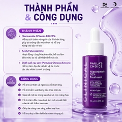 Paula's Choice Clinical Niacinamide 20% Treatment: Tinh Chất Thu Nhỏ Lỗ Chân Lông & Sáng Mịn Bề Mặt Da