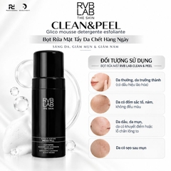 RVB LAB CLEAN&PEEL Glico mousse detergente esfoliante: Bọt Rửa Mặt Tẩy Da Chết Hàng Ngày - Sáng Da, Trị Mụn & Giảm Nám