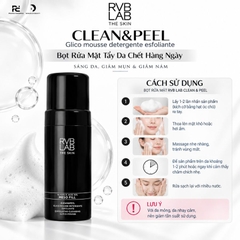 RVB LAB CLEAN&PEEL Glico mousse detergente esfoliante: Bọt Rửa Mặt Tẩy Da Chết Hàng Ngày - Sáng Da, Trị Mụn & Giảm Nám