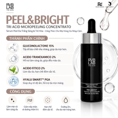 RVB LAB PEEL&BRIGHT TRI ACID MICROPEELING CONCENTRATO: Serum Peel Da Trắng Sáng & Trẻ Hóa - Công Thức Đa Axit Cho Mọi Vùng Da Nhạy Cảm