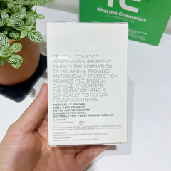 CRYSTAL TOMATO WHITENING SUPPLEMENT / VIÊN UỐNG CÀ CHUA TRẮNG SÁNG DA VÀ MỜ THÂM NÁM (THUẦN CHAY)