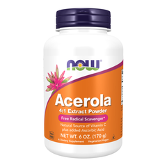 NOW FOODS ACEROLA 4:1 EXTRACT POWDER / BỘT UỐNG TĂNG CƯỜNG MIỄN DỊCH