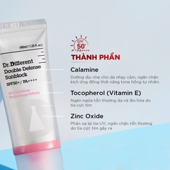 DR.DIFFERENT DOUBLE DEFENSE SUNBLOCK SPF50 / KEM CHỐNG NẮNG