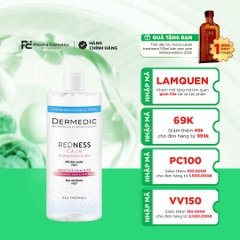DERMEDIC REDNESS MICELLAR WATER H2O: Nước Tẩy Trang Dịu Nhẹ Giảm Đỏ Cho Da Nhạy Cảm & Da Rosacea