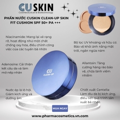 CUSKIN CLEAN-UP SKIN FIT CUSHION SPF 50+ PA +++ 15 + 15G/ PHẤN NƯỚC CUSKIN CLEAN-UP SKIN FIT CUSHION SPF 50+ PA +++ 15 + 15G