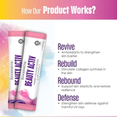 KINOHIMITSU BEAUTY ACTIV 5G / BỘT UỐNG CHỐNG LÃO HÓA, DA SÁNG VÀ ĐỀU MÀU