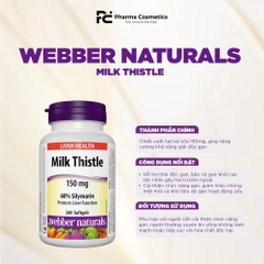 WEBBER NATURALS Milk Thistle Viên uống giải độc, bảo vệ & tăng chức năng gan