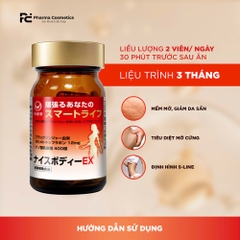 WAKENKO NICE BODY EX 60 VIÊN / VIÊN UỐNG GIẢM MỠ BỤNG LỢI KHUẨN GỪNG ĐEN 